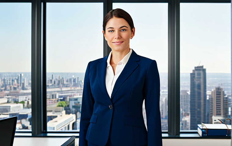 Professional Businesswoman**

"A professional businesswoman in a modest, dark blue business suit, standing in a bright, modern office with large windows overlooking a city skyline, fully clothed, appropriate attire, safe for work, perfect anatomy, natural proportions, professional photography, high quality, confident expression, family-friendly."

**