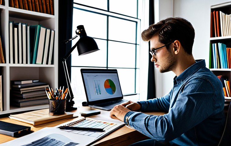 제품디자인 실무 경험 없이 자격증 취득 - **

"A determined individual studying design software at a desk at home, surrounded by books and des...