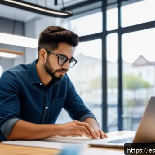 제품디자인 자격증으로 독립 디자이너 되기 - A modern workspace scene featuring a young Hispanic product designer in casual business attire, work...